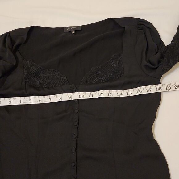 Majorelle  black satin/lace blouse Revolve size medium - Picture 3 of 8